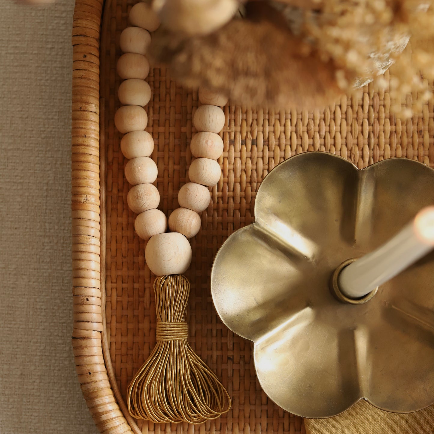 Mustard Ahşap Dekoratif Tesbih