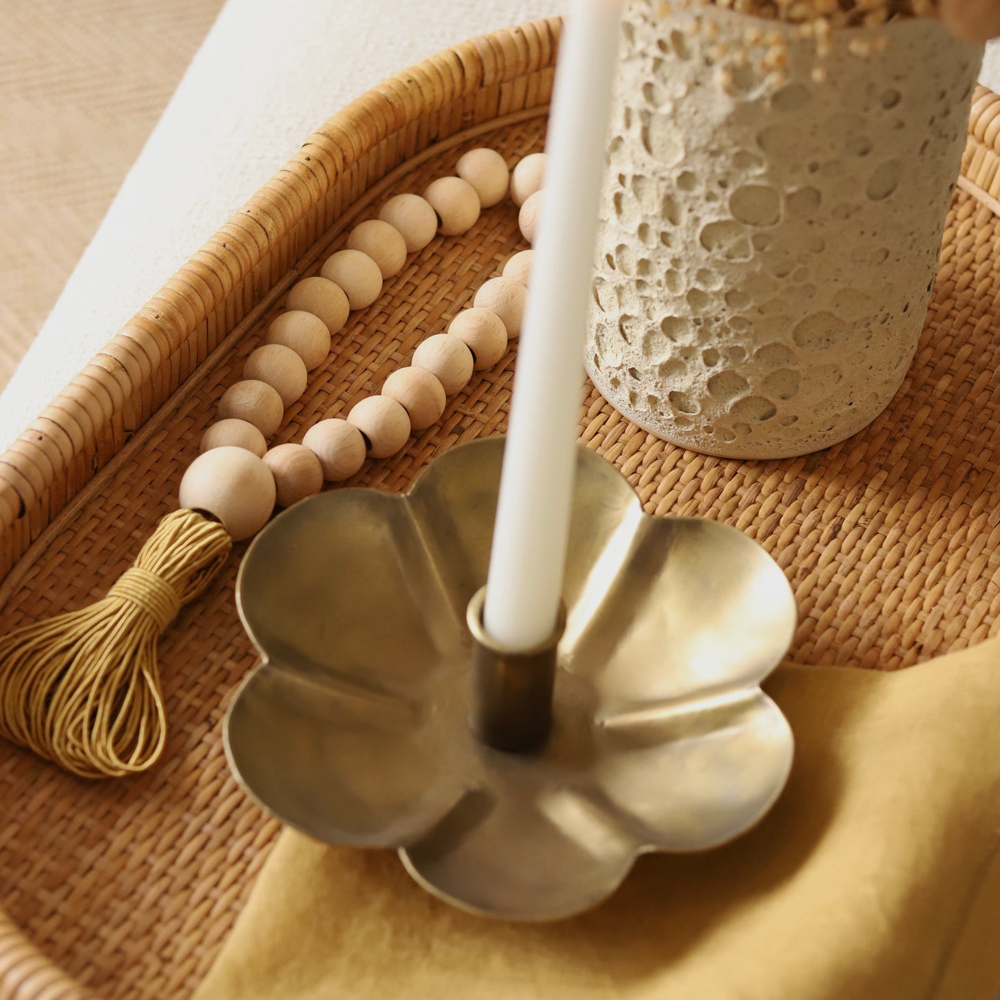 Mustard Ahşap Dekoratif Tesbih