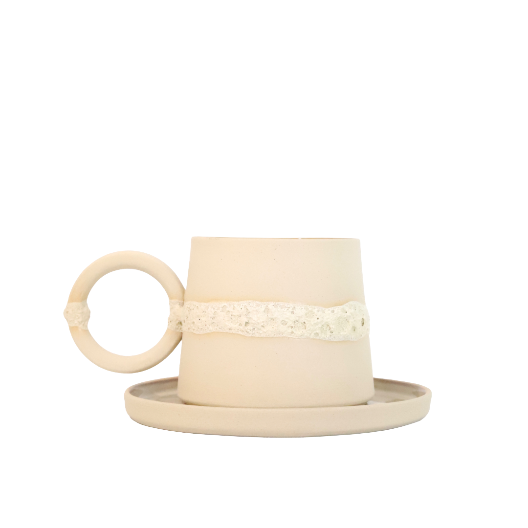 Hera Beige Kulplu Fincan Takımı