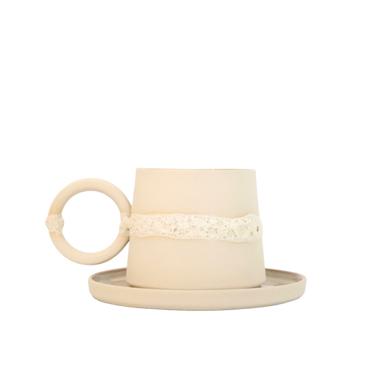 Hera Beige Kulplu Fincan Takımı